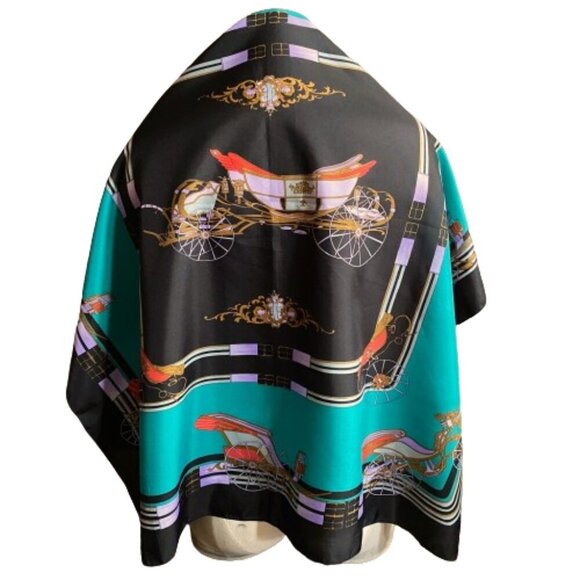 Vintage large 80s 32" x 35" fun print scarf wrap - Picture 5 of 13